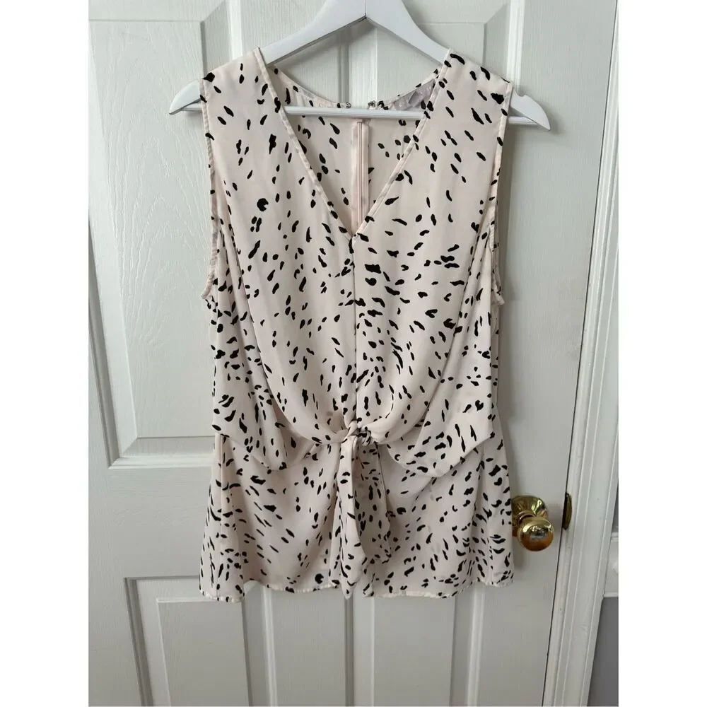 Chelsea 28 Cream Flecked Tie Front & Drape Tank Blouse sz XXL NWOT